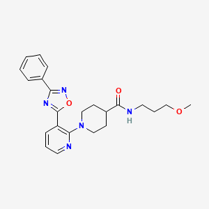 molecular formula C23H27N5O3 B2427827 N-(3-methoxypropyl)-1-[3-(3-phenyl-1,2,4-oxadiazol-5-yl)pyridin-2-yl]piperidine-4-carboxamide CAS No. 1251624-61-9