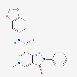 molecular formula C21H16N4O4 B2427866 N-(2H-1,3-benzodioxol-5-yl)-5-methyl-3-oxo-2-phenyl-2H,3H,5H-pyrazolo[4,3-c]pyridine-7-carboxamide CAS No. 921880-27-5