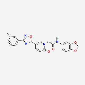 molecular formula C23H18N4O5 B2427880 N-(1,3-benzodioxol-5-yl)-2-{5-[3-(3-methylphenyl)-1,2,4-oxadiazol-5-yl]-2-oxopyridin-1(2H)-yl}acetamide CAS No. 1326891-04-6