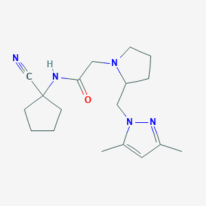 molecular formula C18H27N5O B2427895 N-(1-cyanocyclopentyl)-2-{2-[(3,5-dimethyl-1H-pyrazol-1-yl)methyl]pyrrolidin-1-yl}acetamide CAS No. 1333725-78-2