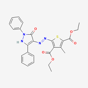 (Z)-diethyl 3-methyl-5-(2-(5-oxo-1,3-diphenyl-1H-pyrazol-4(5H)-ylidene)hydrazinyl)thiophene-2,4-dicarboxylate
