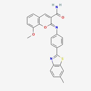 molecular formula C25H19N3O3S B2427923 (2Z)-8-methoxy-2-{[4-(6-methyl-1,3-benzothiazol-2-yl)phenyl]imino}-2H-chromene-3-carboxamide CAS No. 325857-05-4