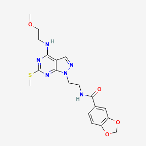 N-(2-(4-((2-methoxyethyl)amino)-6-(methylthio)-1H-pyrazolo[3,4-d]pyrimidin-1-yl)ethyl)benzo[d][1,3]dioxole-5-carboxamide
