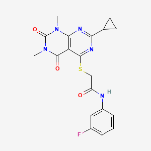 2-((2-cyclopropyl-6,8-dimethyl-5,7-dioxo-5,6,7,8-tetrahydropyrimido[4,5-d]pyrimidin-4-yl)thio)-N-(3-fluorophenyl)acetamide