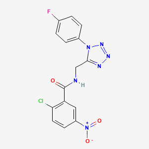2-chloro-N-((1-(4-fluorophenyl)-1H-tetrazol-5-yl)methyl)-5-nitrobenzamide