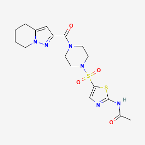 N-(5-((4-(4,5,6,7-tetrahydropyrazolo[1,5-a]pyridine-2-carbonyl)piperazin-1-yl)sulfonyl)thiazol-2-yl)acetamide
