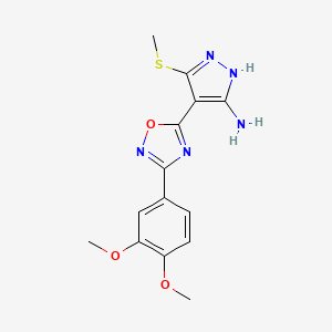 4-(3-(3,4-dimethoxyphenyl)-1,2,4-oxadiazol-5-yl)-3-(methylthio)-1H-pyrazol-5-amine
