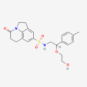 molecular formula C22H26N2O5S B2427963 N-[2-(2-hydroxyethoxy)-2-(4-methylphenyl)ethyl]-11-oxo-1-azatricyclo[6.3.1.0^{4,12}]dodeca-4(12),5,7-triene-6-sulfonamide CAS No. 1795434-99-9