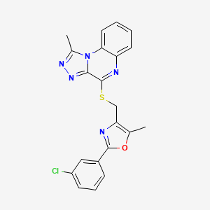 2-(3-Chlorophenyl)-5-methyl-4-(((1-methyl-[1,2,4]triazolo[4,3-a]quinoxalin-4-yl)thio)methyl)oxazole