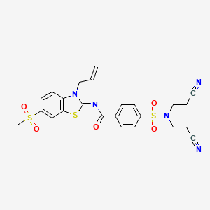 molecular formula C24H23N5O5S3 B2427991 (Z)-N-(3-allyl-6-(methylsulfonyl)benzo[d]thiazol-2(3H)-ylidene)-4-(N,N-bis(2-cyanoethyl)sulfamoyl)benzamide CAS No. 865175-55-9