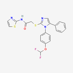 molecular formula C21H16F2N4O2S2 B2428003 2-((1-(4-(difluoromethoxy)phenyl)-5-phenyl-1H-imidazol-2-yl)thio)-N-(thiazol-2-yl)acetamide CAS No. 1226429-84-0
