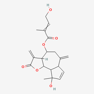 molecular formula C20H24O6 B2428019 (9-Hydroxy-9-methyl-3,6-dimethylidene-2-oxo-3a,4,5,6a,9a,9b-hexahydroazuleno[4,5-b]furan-4-yl) 4-hydroxy-2-methylbut-2-enoate CAS No. 757202-08-7