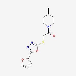 molecular formula C14H17N3O3S B2428025 1-({[5-(2-Furyl)-1,3,4-oxadiazol-2-yl]thio}acetyl)-4-methylpiperidine CAS No. 761422-06-4