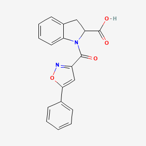 molecular formula C19H14N2O4 B2428026 1-(5-phenyl-1,2-oxazole-3-carbonyl)-2,3-dihydro-1H-indole-2-carboxylic acid CAS No. 2248645-09-0
