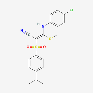 3-((4-Chlorophenyl)amino)-2-((4-(isopropyl)phenyl)sulfonyl)-3-methylthioprop-2-enenitrile