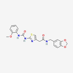 N-(benzo[d][1,3]dioxol-5-ylmethyl)-2-(2-(3-(2-methoxyphenyl)ureido)thiazol-4-yl)acetamide