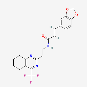 (E)-3-(benzo[d][1,3]dioxol-5-yl)-N-(2-(4-(trifluoromethyl)-5,6,7,8-tetrahydroquinazolin-2-yl)ethyl)acrylamide