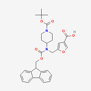5-[[9H-Fluoren-9-ylmethoxycarbonyl-[1-[(2-methylpropan-2-yl)oxycarbonyl]piperidin-4-yl]amino]methyl]furan-3-carboxylic acid