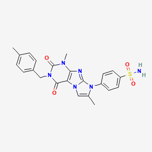 molecular formula C23H22N6O4S B2428047 4-(1,7-dimethyl-3-(4-methylbenzyl)-2,4-dioxo-3,4-dihydro-1H-imidazo[2,1-f]purin-8(2H)-yl)benzenesulfonamide CAS No. 938915-74-3