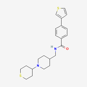 N-((1-(tetrahydro-2H-thiopyran-4-yl)piperidin-4-yl)methyl)-4-(thiophen-3-yl)benzamide