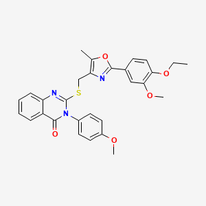 molecular formula C29H27N3O5S B2428072 2-(((2-(4-ethoxy-3-methoxyphenyl)-5-methyloxazol-4-yl)methyl)thio)-3-(4-methoxyphenyl)quinazolin-4(3H)-one CAS No. 1114646-66-0