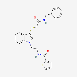 molecular formula C24H23N3O2S2 B2428080 N-[2-(3-{[(benzylcarbamoyl)methyl]sulfanyl}-1H-indol-1-yl)ethyl]thiophene-2-carboxamide CAS No. 851715-16-7