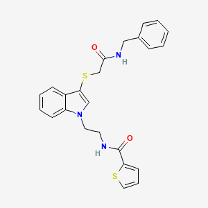 molecular formula C24H23N3O2S2 B2428080 N-[2-[3-[2-(benzylamino)-2-oxoethyl]sulfanylindol-1-yl]ethyl]thiophene-2-carboxamide CAS No. 851715-16-7