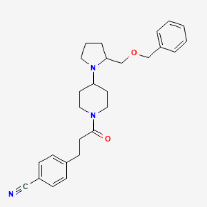 B2428087 4-(3-(4-(2-((Benzyloxy)methyl)pyrrolidin-1-yl)piperidin-1-yl)-3-oxopropyl)benzonitrile CAS No. 2034469-48-0