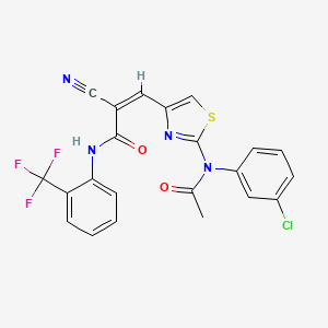 molecular formula C22H14ClF3N4O2S B2428099 (Z)-3-[2-(N-乙酰-3-氯苯胺基)-1,3-噻唑-4-基]-2-氰基-N-[2-(三氟甲基)苯基]丙-2-烯酰胺 CAS No. 1013264-36-2