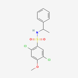 molecular formula C15H15Cl2NO3S B2428108 2,5-dichloro-4-methoxy-N-(1-phenylethyl)benzenesulfonamide CAS No. 700853-82-3