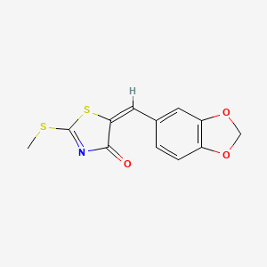 molecular formula C12H9NO3S2 B2428112 5-[(E)-1,3-benzodioxol-5-ylmethylidene]-2-(methylsulfanyl)-1,3-thiazol-4(5H)-one CAS No. 719286-35-8