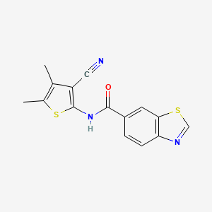 molecular formula C15H11N3OS2 B2428150 N-(3-cyano-4,5-dimethylthiophen-2-yl)-1,3-benzothiazole-6-carboxamide CAS No. 896305-19-4