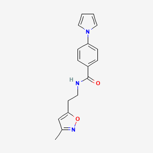 molecular formula C17H17N3O2 B2428157 N-(2-(3-methylisoxazol-5-yl)ethyl)-4-(1H-pyrrol-1-yl)benzamide CAS No. 1421462-16-9