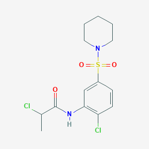 B2428159 2-chloro-N-[2-chloro-5-(piperidine-1-sulfonyl)phenyl]propanamide CAS No. 735319-19-4