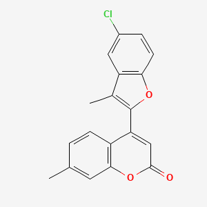 molecular formula C19H13ClO3 B2428160 4-(5-Chloro-3-methyl-1-benzofuran-2-yl)-7-methylchromen-2-one CAS No. 243143-67-1