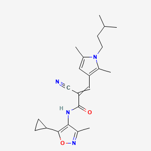 molecular formula C22H28N4O2 B2428161 2-cyano-N-(5-cyclopropyl-3-methyl-1,2-oxazol-4-yl)-3-[2,5-dimethyl-1-(3-methylbutyl)-1H-pyrrol-3-yl]prop-2-enamide CAS No. 1798402-02-4
