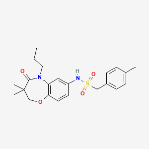 molecular formula C22H28N2O4S B2428162 N-(3,3-dimethyl-4-oxo-5-propyl-2,3,4,5-tetrahydrobenzo[b][1,4]oxazepin-7-yl)-1-(p-tolyl)methanesulfonamide CAS No. 922132-48-7