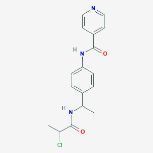 molecular formula C17H18ClN3O2 B2428165 N-[4-[1-(2-Chloropropanoylamino)ethyl]phenyl]pyridine-4-carboxamide CAS No. 2411295-24-2