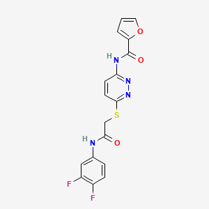 molecular formula C17H12F2N4O3S B2428175 N-(6-((2-((3,4-difluorophenyl)amino)-2-oxoethyl)thio)pyridazin-3-yl)furan-2-carboxamide CAS No. 1021026-52-7