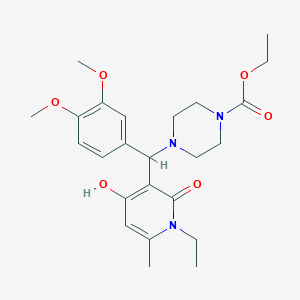Ethyl 4-((3,4-dimethoxyphenyl)(1-ethyl-4-hydroxy-6-methyl-2-oxo-1,2-dihydropyridin-3-yl)methyl)piperazine-1-carboxylate