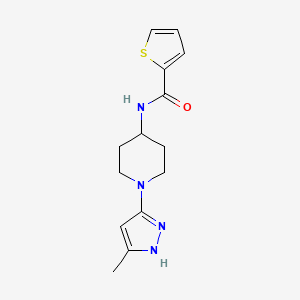 molecular formula C14H18N4OS B2428195 N-[1-(5-methyl-1H-pyrazol-3-yl)piperidin-4-yl]thiophene-2-carboxamide CAS No. 1902896-12-1