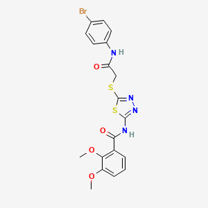 molecular formula C19H17BrN4O4S2 B2428198 N-[5-({[(4-bromophenyl)carbamoyl]methyl}sulfanyl)-1,3,4-thiadiazol-2-yl]-2,3-dimethoxybenzamide CAS No. 391869-38-8