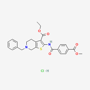 Ethyl 6-benzyl-2-(4-(methoxycarbonyl)benzamido)-4,5,6,7-tetrahydrothieno[2,3-c]pyridine-3-carboxylate hydrochloride