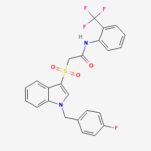 2-[1-[(4-fluorophenyl)methyl]indol-3-yl]sulfonyl-N-[2-(trifluoromethyl)phenyl]acetamide