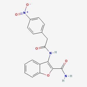 molecular formula C17H13N3O5 B2428253 3-(2-(4-Nitrophenyl)acetamido)benzofuran-2-carboxamide CAS No. 898354-91-1