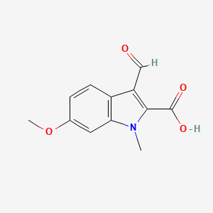 molecular formula C12H11NO4 B2428260 3-formyl-6-methoxy-1-methyl-1H-indole-2-carboxylic acid CAS No. 893732-02-0