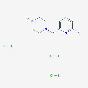 molecular formula C11H20Cl3N3 B2428262 1-((6-甲氧基吡啶-2-基)甲基)哌嗪 CAS No. 2309474-42-6