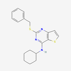 molecular formula C19H21N3S2 B2428265 2-(苄基硫基)-N-环己基噻吩[3,2-d]嘧啶-4-胺 CAS No. 339018-95-0