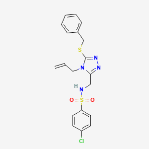 molecular formula C19H19ClN4O2S2 B2428268 N-{[4-allyl-5-(benzylsulfanyl)-4H-1,2,4-triazol-3-yl]methyl}-4-chlorobenzenesulfonamide CAS No. 338422-29-0