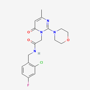 molecular formula C18H20ClFN4O3 B2428282 N-[(2-CHLORO-4-FLUOROPHENYL)METHYL]-2-[4-METHYL-2-(MORPHOLIN-4-YL)-6-OXO-1,6-DIHYDROPYRIMIDIN-1-YL]ACETAMIDE CAS No. 1251632-21-9